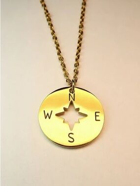 Gold Compass Star Cutout Pendant Necklace
